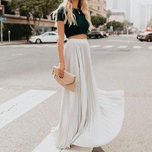 Vici Full of Grace Pleated Maxi Skirt - Silver